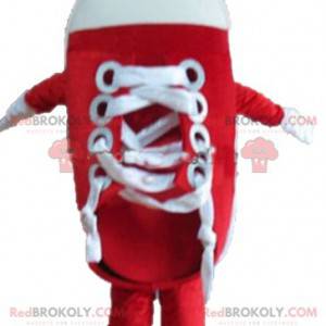 Mascota gigante de zapato de baloncesto rojo y blanco -