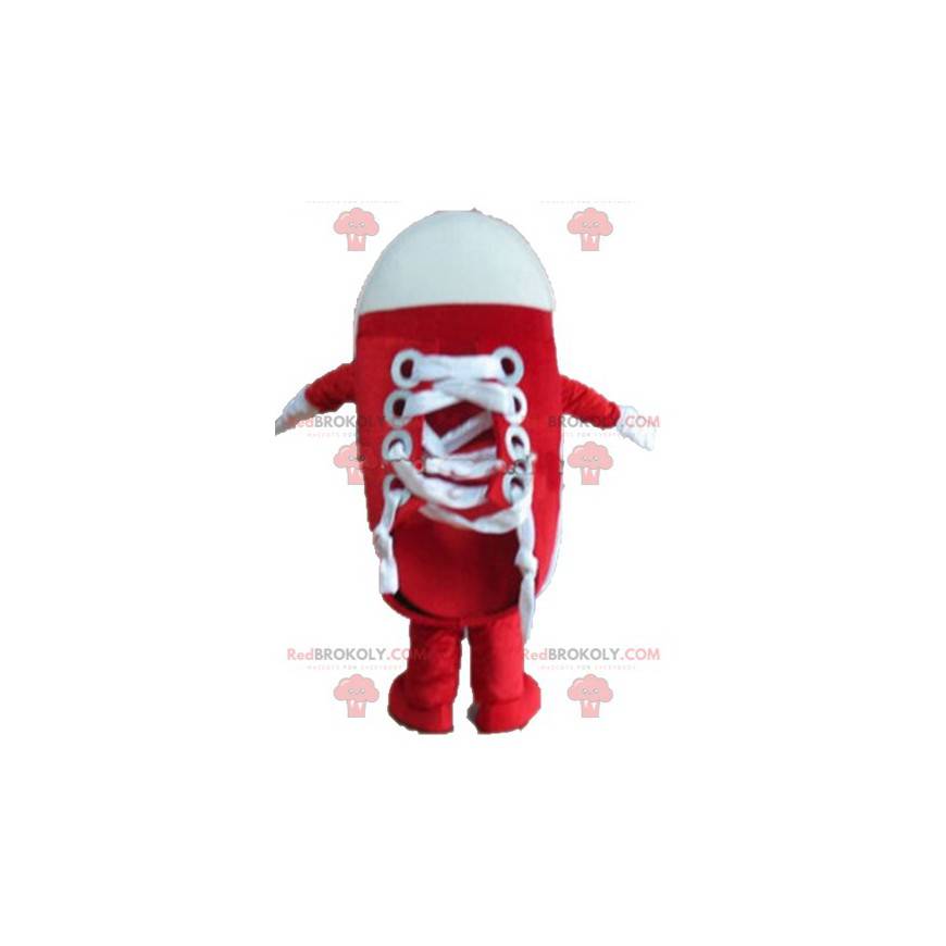 Giant red and white basketball shoe mascot - Redbrokoly.com