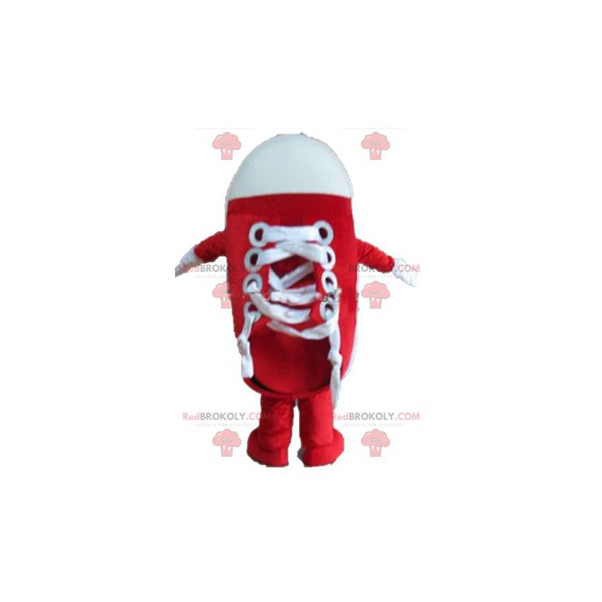 Gigantisk rød og hvit basketballsko maskot - Redbrokoly.com