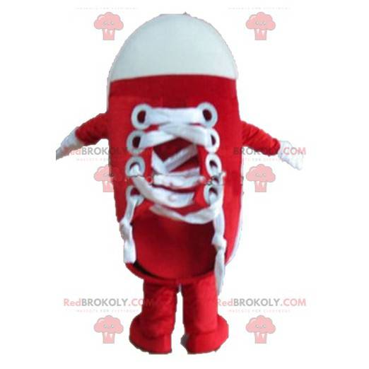 Giant red and white basketball shoe mascot - Redbrokoly.com