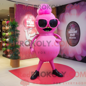Maskottchenfigur einer rosa...