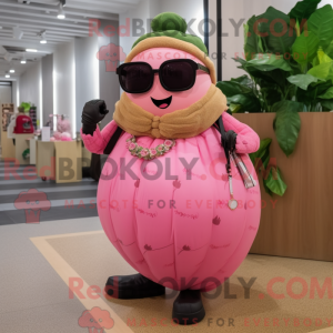 Mascottefiguur van een roze...