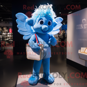 Maskot-karakter av en blå...
