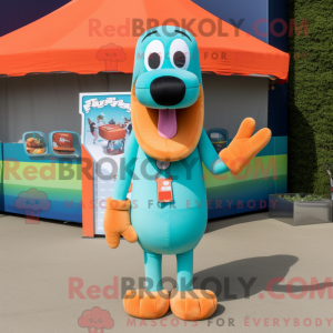 Maskottchen eines Cyan Hot...