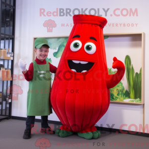 Mascottefiguur van een rode...