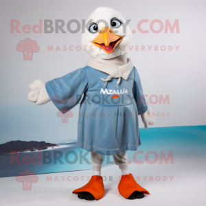 nan Seagull mascot costume character dressed with a Playsuit and Mittens