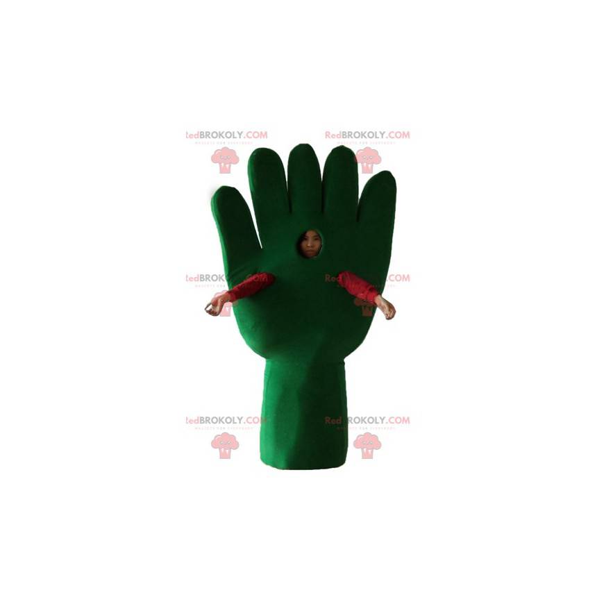 Giant green hand glove mascot - Redbrokoly.com