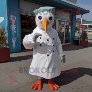 nan Seagull mascot costume character dressed with a Playsuit and Mittens