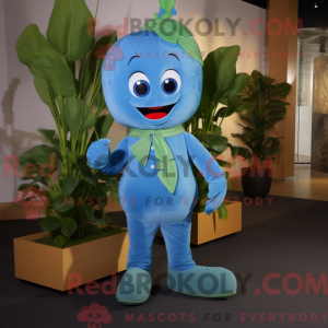 Maskot karakter av en blå...