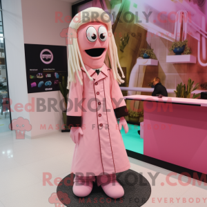 Mascottefiguur van een roze...