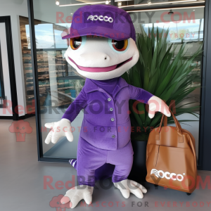 Maskot karakter af en lilla...