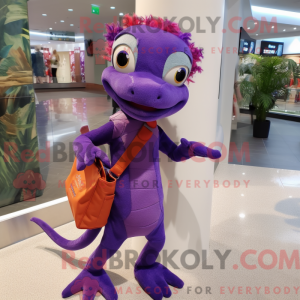 Maskot karakter af en lilla...
