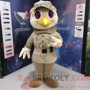 Maskotkarakter af en beige...