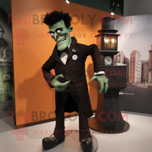 Rust Frankenstein mascot costume character dressed with a Tuxedo and Smartwatches