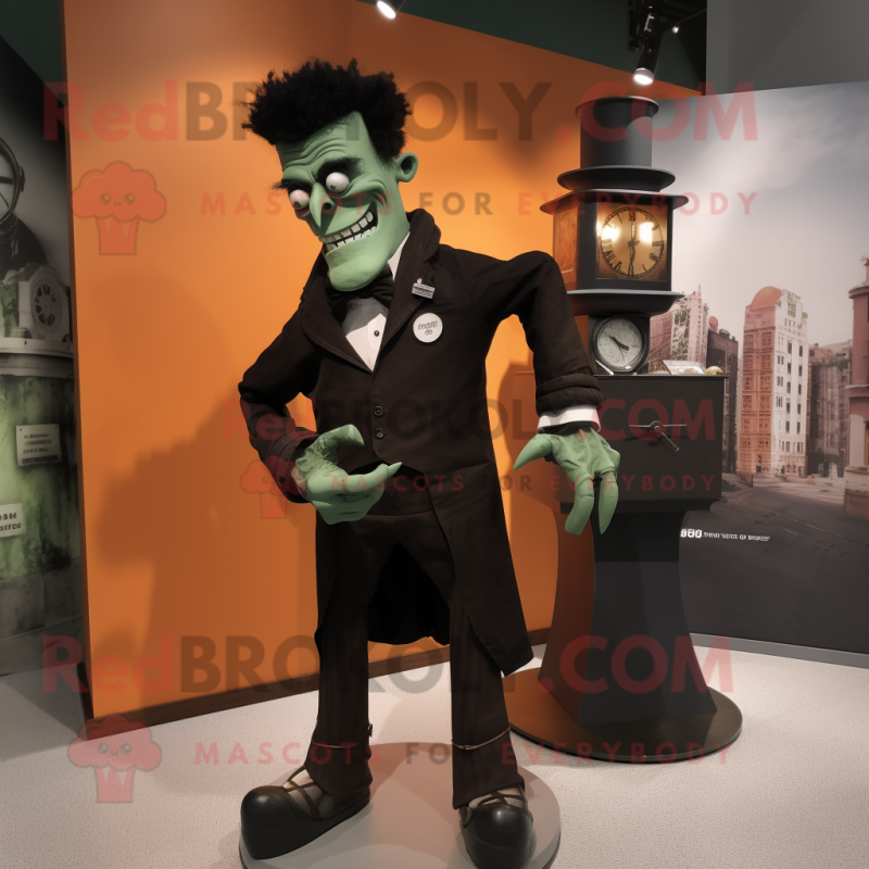 Rust Frankenstein mascot costume character dressed with a Tuxedo and Smartwatches Rust Frankenstein mascot costume character dressed with a Tuxedo and Smartwatches