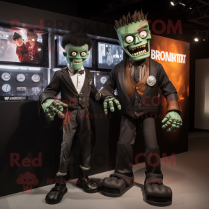 Rust Frankenstein mascot costume character dressed with a Tuxedo and Smartwatches