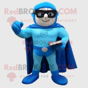 Blue Superhero mascot costume character dressed with a Cargo Shorts and Reading glasses