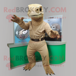 Beige Komodo Dragon maskot...