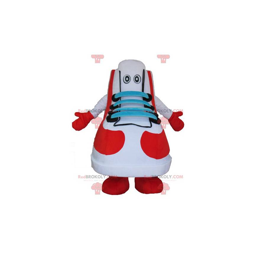 Mascota de baloncesto blanco rojo azul y zapato negro -