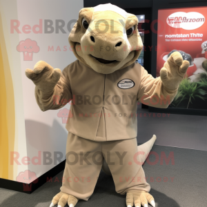 Beige Komodo Dragon maskot...