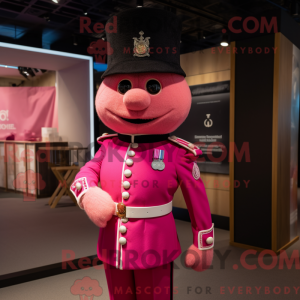 Maskotkarakter av en rosa...