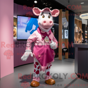 Mascottefiguur van een roze...