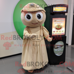 Maskotkarakter af en beige...