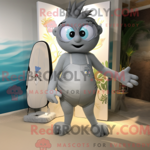 Maskot karaktär av en grå...