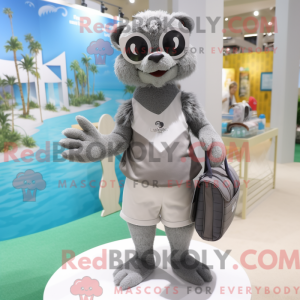 Maskot karaktär av en grå...