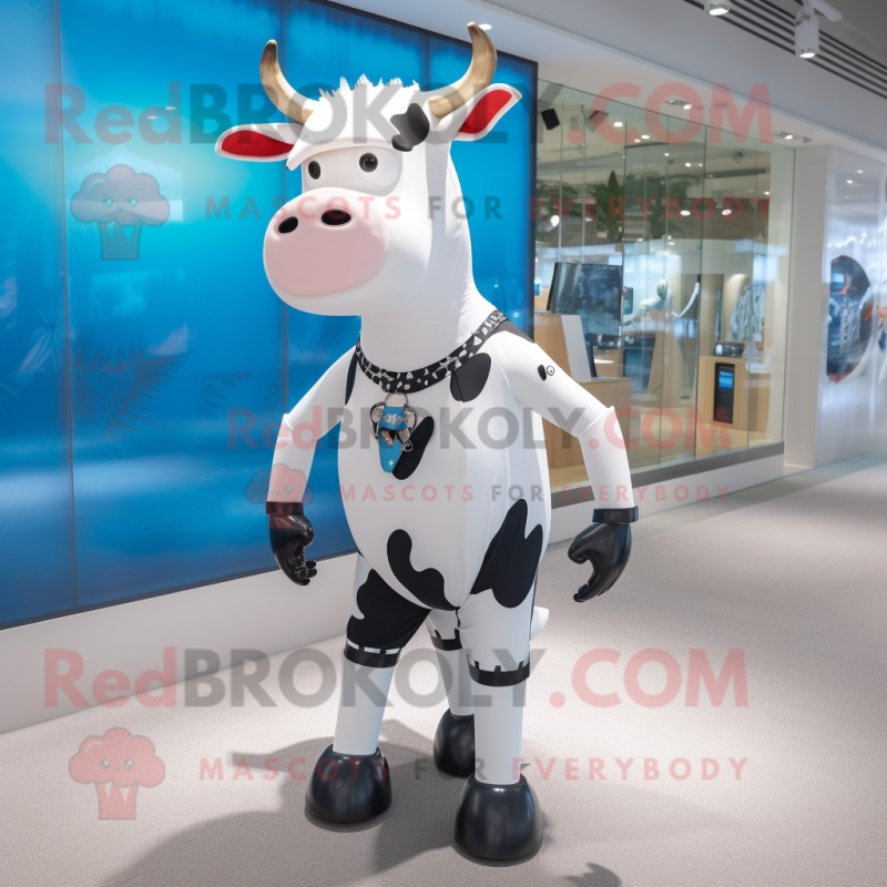 nan Cow mascot costume character dressed with a One-Piece Swimsuit and Cufflinks