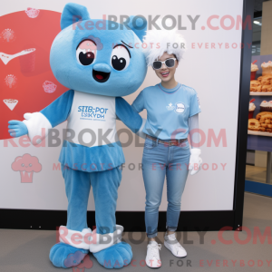 Maskotfigur af en Sky Blue...