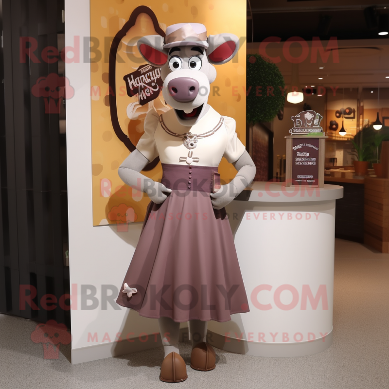 nan Beef Stroganoff mascot costume character dressed with a Cocktail Dress and Belts nan Beef Stroganoff mascot costume character dressed with a Cocktail Dress and Belts