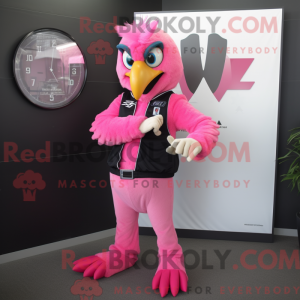Maskotkarakter av en Pink...