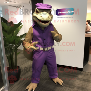 Personagem de mascote roxo...