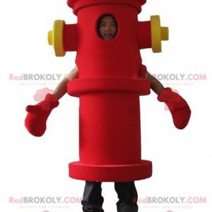 Obří červený a žlutý požární hydrant maskot - Redbrokoly.com