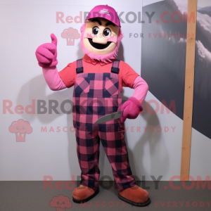 Maskotkarakter av en rosa...