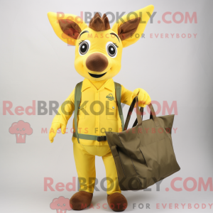 Maskot karaktär av en gul...