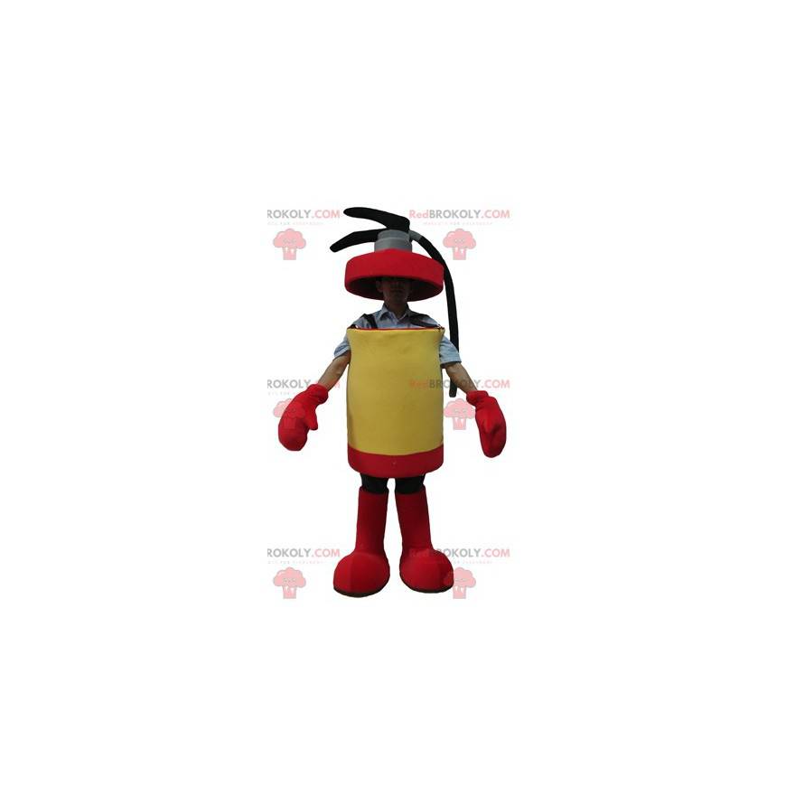 Giant red and yellow extinguisher mascot - Redbrokoly.com