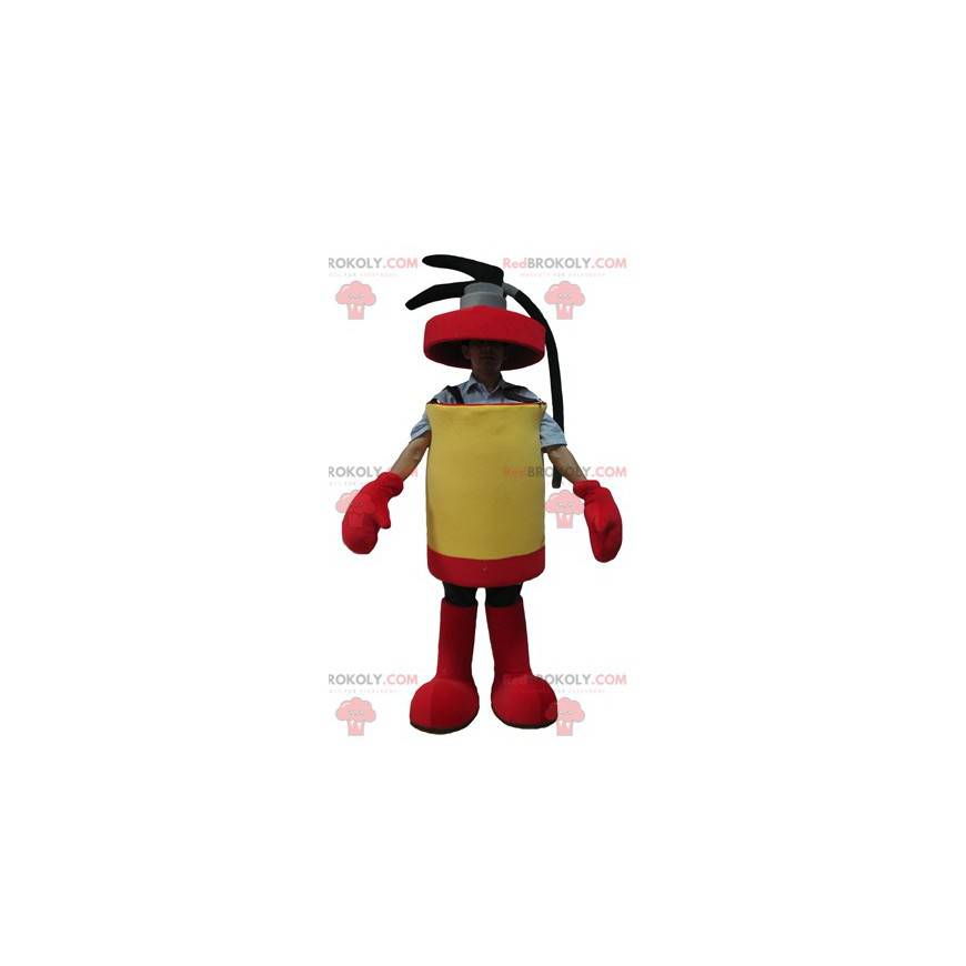 Mascote extintor gigante vermelho e amarelo - Redbrokoly.com