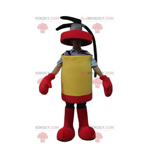 Giant red and yellow extinguisher mascot - Redbrokoly.com