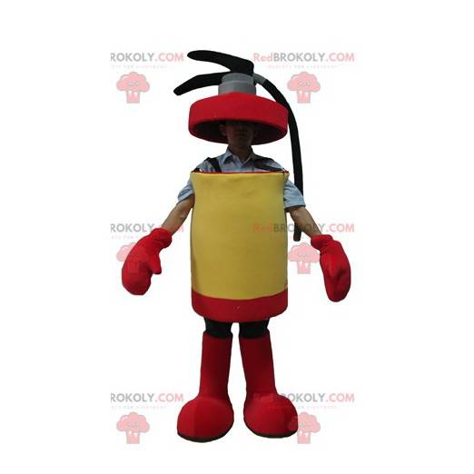 Mascote extintor gigante vermelho e amarelo - Redbrokoly.com