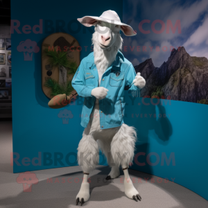 Cyan Boer Goat maskot drakt...