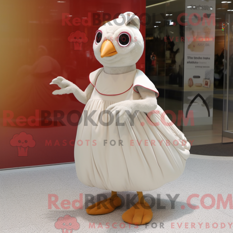 Fantasia de mascote de uma codorna bege com saia reta e luvas - Mascotes de codorna - REBROKO_426264 - RedBrokoly.com