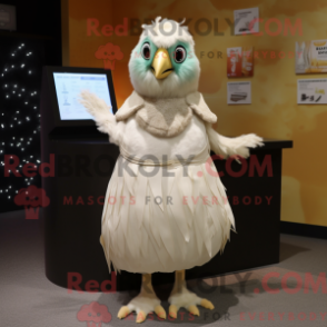 Fantasia de mascote de uma codorna bege com saia reta e luvas - Mascotes de codorna - REBROKO_426265 - RedBrokoly.com
