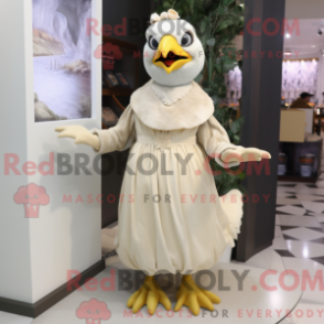 Fantasia de mascote de uma codorna bege com saia reta e luvas - Mascotes de codorna - REBROKO_426266 - RedBrokoly.com