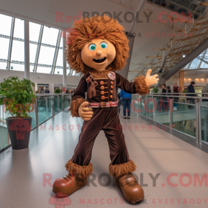 Maskot karakter av en brun...