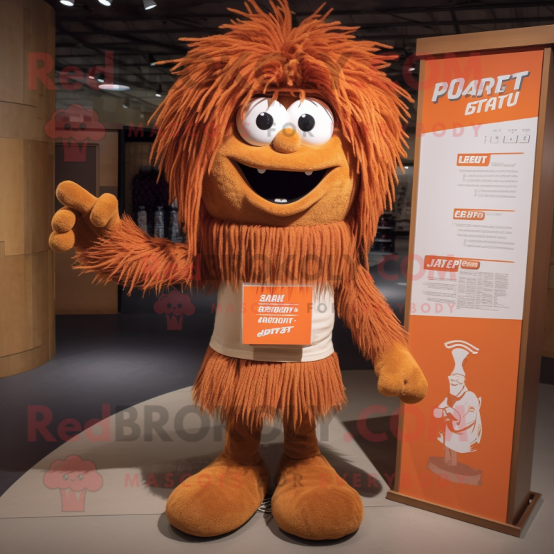 Rust Spaghetti mascot costume character dressed with a Jacket and Keychains Rust Spaghetti mascot costume character dressed with a Jacket and Keychains