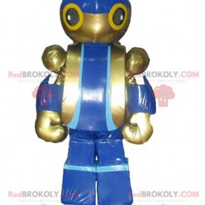 Mascotte de robot de jouet bleu et doré géant - Redbrokoly.com