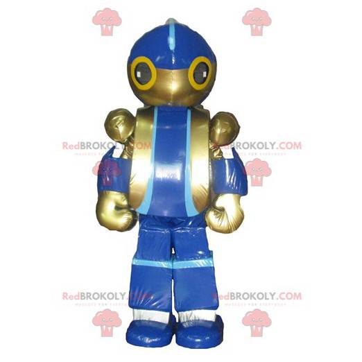 Mascotte de robot de jouet bleu et doré géant - Redbrokoly.com