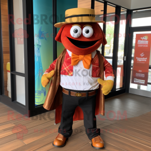 Rust Fajitas mascot costume character dressed with a Graphic Tee and Bow ties